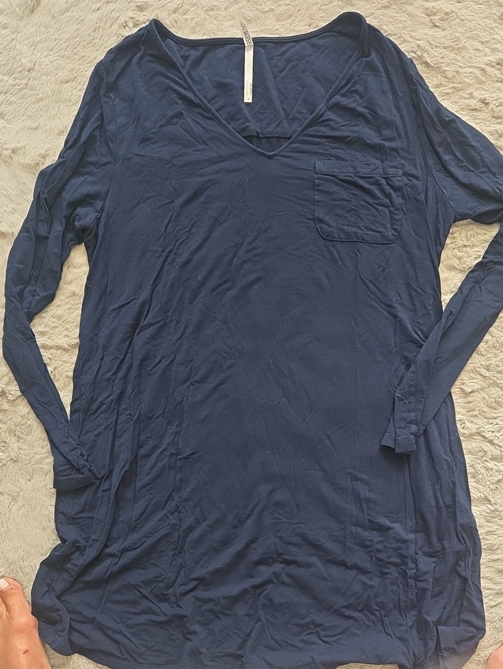 Soma Cool Nights Navy V-Neck Long Sleeve Nightshirt